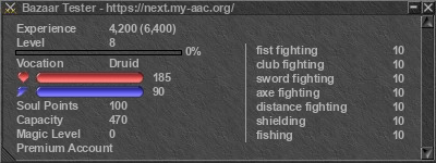 Signature for player Bazaar Tester